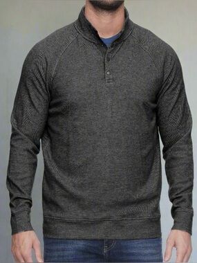Men's Dark Gray Henley Pullover Sweater